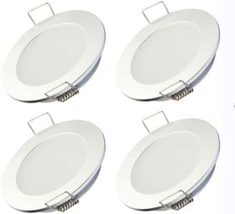 12V 3W RV Boat Ceiling Lights Recessed Cabinet Dome Lights Super Slim Downlights Suitable for Motorhome Sailboat Yacht interior lighting 4 Pack (6000K)