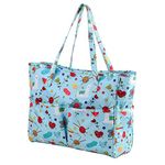 Coopay Craft Bag for Crochet Knitting Cross Stitch, Tote Bag for Embroidery Project, Knitting Needles or Diamond Painting Tools, Knitting Bags Yarn Storage Bag 14in×5.5in×12in,Oxford Cloth,Blue