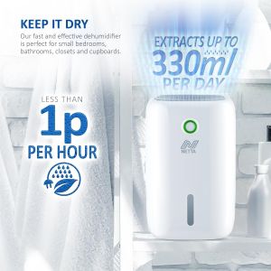 NETTA Mini Dehumidifier 800ml – Compact White Moisture Absorber