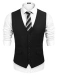 COOFANDY Mens Black Suit Vest Formal Dress Vest Slim Fit Wedding Waistcoat Vest (Large, Black)