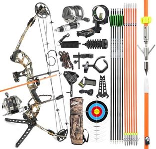 surwolf Bowfishing Compound Bow Kit Ready to Fish Kit with Bowfishing Reel, Bow Fishing Arrows Right & Left Hand for Adult/Youth Fishing Hunting, Target Shooting (Left Handed, Camo)