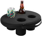 Neoprene Floating Drink Holder - 4 Cup Floating Coaster Pool Beer Drink Holder for Party Water Fun - Beverage Bobber Drink Float - Large Size for 12oz to 30oz Tumblers (4 Cups, Black)