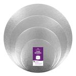 Culpitt Cut Edge Round Cards, 4 Board Multipack, 6", 8", 10", 12", Round Cake Cards, Silver Cake Boards, 1.8mm Thick, 4 Pack For Tiered Cakes (90278)