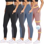 NexiEpoch 4 Pack Leggings for Women with Pockets- High Waisted Tummy Control for Workout Running Yoga Pants Reg & Plus Size