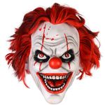 HOTTERCOS Scary Evil Clown Mask Halloween Horror Joker Masks Full Head Latex Mask Party Costume Decorations