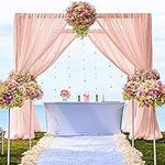 ShinyBeauty Chiffon Backdrop Curtain 5FTx10FT-White-Sheer Curtains 2 Panels -2.5FTx10FT Chiffon Fabric Drapes for Wedding Ceremony Tulle Photography Backdrop Drapes Party Stage (2.5FTx10FT, Peach)