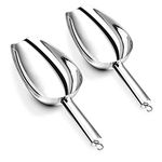 HaWare Ice Scoop, 5OZ Stainless Steel Sweet Food Scoop, Small Metal Flour Pet Scoop for Kitchen Bar Buffet Party Garden, Non-Toxic & Healthy, Mirror Finished & Dishwasher Safe- 2 Pcs