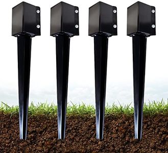 ARIFARO Fence Post Anchor 24 inch Ground Spike Heavy Duty Metal Black Powder Coated Fence Stakes Post, 4x4 inch(3.5 x3.5 inch Inner) Pack of 4