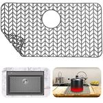 Sink Silicone Protector for Kitchen Sink 26''x14'' ，Back Drain Kitchen Sink Grid Fitting, Heat Resistant Non-Slip, Farmhouse Stainless Steel Porcelain Sink Bottom Sink Mat