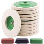 Keadic 13Pcs 100mm×8mm Wool Felt Polishing Wheel Disc Kit for 4" Angle Grinder, Comes with 3Pcs Buffing, Polishing & Cutting Compounds - Black, Brown & Green