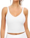 QUEENIEKE Women's Sports Bra Longline Padded Workout Crop Tank Top for Yoga, Gym, Running and Fitness Size M Color White