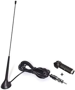 Eightwood Antenne FM Antenne Radio FM Antenne de Montage Adaptateur DIN 300cm Câble RG174 + Adaptateur DIN Prise 41585 à ISO pour Voiture FM Radio Camions Voitures Universel