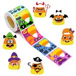 Haooryx 300PCS Make Your Own Candy Corn Stickers Scene Roll Stickers Make a Face Halloween Sticker Craft Mix and Match Candy Corn Sticker for Kids School Halloween Party DIY Sticker Game Favors