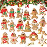 JOLINTAL 18 Pcs Gingerbread Man Ornaments for Christmas Tree, Christmas Ornaments Christmas Hanging Ornament for Christmas Tree Decoration Party Supplies