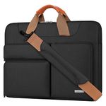 Lacdo 360° Protective Laptop Shoulder Bag for 13 inch New MacBook Air M3 A3113/M2 A2681/M1 A2337 A2179 2024-2018, 13 inch New MacBook Pro M2 M1 A2338 A2251 A2289, 13 inch iPad Pro M4/Pad Air M2, Black