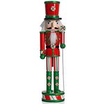 Ornativity Wooden Peppermint Christmas Nutcracker - Red, White and Green Glitter Candy Themed Xmas Holiday Nut Cracker Doll Figure Toy Soldier Decorations 15"