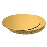 Rendibly 30 Pack Cake Boards 6 Inch Round Gold, Scalloped Edge, Laminated Cardboard Base for Mini Cakes, Pastries, Cake Decorating, Display and Transport