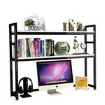 INDIAN DECOR. 45603 Monitor Mount Desk Stationery Organiser Metal Desktop Shelf Frame Rack Tidy Organizer for Office Supplies Household Daily Necessities Cosmetic Storage (Black, 70x60x24 cm)