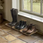 Navaris Set of 3 Shoe Drip Trays - Multi-Purpose Boot Tray for Rain Boots, Winter Boots, Sneakers - Indoor and Outdoor Use in All Seasons - Bronze, S