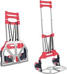 MAXBROTHERS Folding Hand Truck Aluminum Portable Folding Hand Cart W/Fixed Rope, 175lbs Capacity Hand Cart Ideal for Home, Auto, Office,Travel Use (RED)