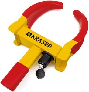 KRASER WA820 Antivol Voiture Sabot Roue, N1 Allemagne, Haute Sécurité Serrure Anti-Perçage, Antivol Caravane Visible Dissuasif, Blocage Anti vol Universel Réglable 18-29 cm Auto, Camping Car, Remorque