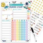 Chore Chart for Kids at Home,Outer Space Magnetic Reward Chart for Kids Behavior;Behavior Chart for Kids,Good Responsibility Chart Board,Routine Chart for Kids,Static Tasks and Golden Stars Included!