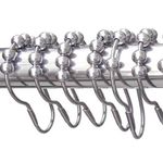 Bolt 5 Roller Shower Curtain Hooks Rings Roller Balls Stainless Steel (7 x 3.6 cm, Silver) -12 Pieces