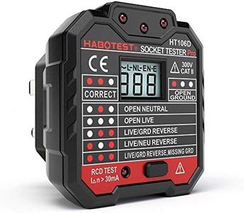 QUILLE Socket Tester Mains Outlet Tester with LCD Display Neutral Live Earth Wire Testing RCD Test - UK Plug