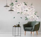 Murwall White Peony Wall Stickers Floral Decals