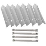 MixRBBQ Stainless Steel 7-Pack Heat Plates and 4-Pack Burner BBQ Replacement Part Kit for Napoleon Prestige 500 and Napoleon Grill Rogue Series