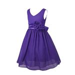 iiniim Girls Chiffon Flower Dress Kids Ball Gown Wedding Birthday Party Bridesmaid Dress Summer Girly Clothing Purple 4 Years