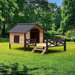 Jaxenor Wooden Dog House Outdoor, D