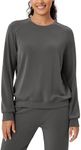 ODODOS Modal Soft Raglan Long Sleeves Sweatshirts for Women Oversized Crew Neck Pullover Tops, Charcoal, Large