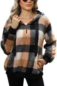 Yanekop Fleece Hoodie Women Oversized Hoodies Fleece Pullover Women Gift Ideas Sherpa Lined Sweatshirt(B Yellow Black,3XL)