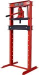 Yone jx je Hydraulic Shop Press,12-Ton Capacity, Floor Mount,with Press Plates, H-Frame Garage Floor Press, Adjustable Working Table Height,red