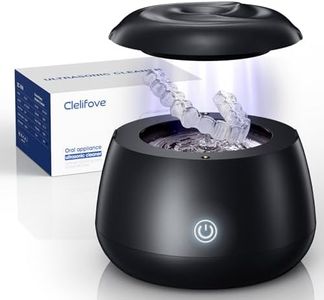 Ultrasonic Retainer Cleaner Machine 48kHz Denture and Aligner Cleaning Pod for Mouth Guards Night Guards Dental Trays Braces Toothbrushes Jewelry with 200ML Capacity (Black)