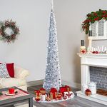 YHANEC 6ft Pop Up Christmas Tree, Slim Christmas Tree, Collapsible Artificial Pencil Christmas Tree with Stand, Sequin Skinny Xmas Tree, for Party Home Office Corner Decor(Silver)