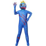 SharkBebe Rainbow Friends Halloween Kids Cosplay Costumes Jumpsuit Boys Dress Up Clothing Girls Pretend Mask Game Costume (Blue, 5-6 Years)