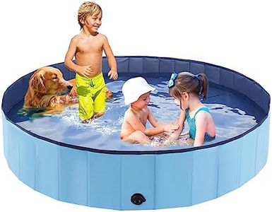 Eooqi Foldable Dog Pool, Portable Pet Bath Tub and Kiddie Swimming Pool, Collapsible Bathtub for Puppies, Small, Medium and Large Dogs, Cats and Kids, 97 x 12 in, Blue