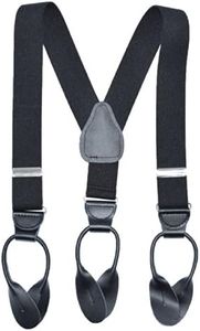 HOLD'EM Button End Suspenders Kids Boys Girls Toddlers Baby Leather-Black