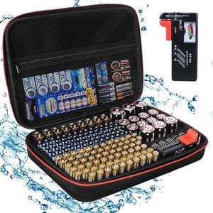 keabys Battery Organizer Holder Storage Case with Tester,Waterproof Carrying Case Bag,Battery Vault Box for Garage Organization Holds 199+ Batteries AA AAA C D 9V (Batteries are Not Included)