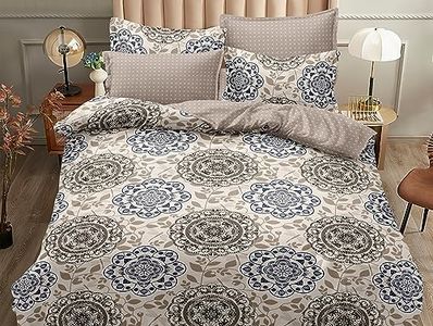 H HANSEL HOME Funda Nordica Cama 180 de 4 Piezas Transpirable Suave al Tacto 100% Microfibra, Funda Edredón 240x260cm, Bajera 180x200cm con 2 Fundas de Almohada 50x100cm - Mandala