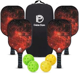 DULCE DOM USAPA Approved Fiberglass Pickleball Paddles Set of 4, Lightweight Pickleball Set with 4 Pickleballs and Pickleball Bag, Pickle Ball Equipment for Men Women, Red