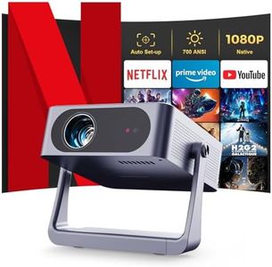 SAEJLLP Projector [Auto Focus/Keystone & Gimbal Stand] with Android TV,700ANSI WiFi6 Bluetooth Native 1080P Projectors,Wide Color gamut Smart Movie Projector,Home Theater for Phone/TV Stick/HDMI/USB