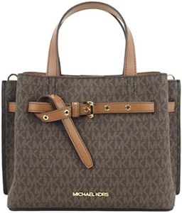 Michael Kors Emilia Petit sac à bandoulière triple compartiment avec logo MK Marron, marron, Small