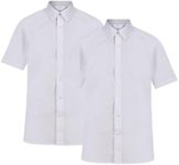 Trutex 2 Pack White School Shirts Boys - Short Sleeve Slim Fit Non-Iron Kids School Uniform (Age 16+ Years / 16.5" Collar)