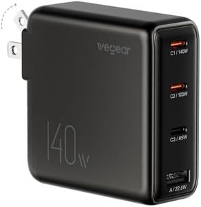 140W USB-C Charger for Laptop, wegear Slim 4-Port PD 3.1 GaN Fast Charging Block with Foldable Plug, Type‑C Wall Charger Power Adapter for MacBook Air/Pro, iPad, iPhone 17/16 Series,Galaxy S25 (Black)