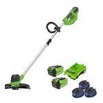 Greenworks Cordless Grass Trimmer 40V 30cm G40LTK2X, 3 pack spool, incl. 2 Battery 2Ah & Charger