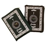 [Pack of 2] ABDEEZ Portable Travel Prayer Mats | Compass, Weights (Keeps mat in Place), and Pouch, Pocket Size (Black and Green)