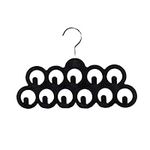 Home Basics Velvet Scarf Hanger with Hooks, Black, 3-Pack